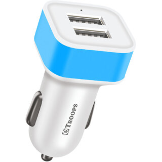 TP TROOPS Dual Port Car Charger, 20W Quick Charging,Smart IC Protection, Compatible with All Smartphone TP-639-Blue