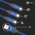 USB Type C 3 in 1 Nylon  Multiple USB Fast Charging Cable for All Type C Devices TP-2285-Blue