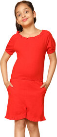 Kids Cave Solid Girls Jumpsuit
