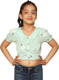 Kids Cave Girls Casual Rayon Crop Top (Light Green, Pack of 1)