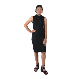                       Kid Kupboard Cotton Womens A-Line Dress, Black, Sleeveless, XL-Xtra Large  KIDS5532                                              