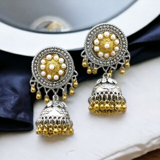 Blythe DIVA Oxidised Silver Dual Tone Jhumka Earrings for Women and Girls Blythe DIVA Oxidised Silver Dual Tone Jhumka Earrings for Women and Girls