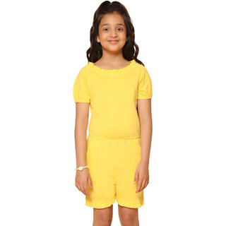 Kids Cave Solid Girls Jumpsuit