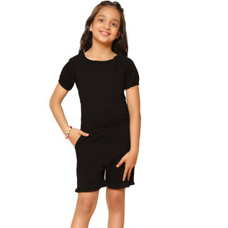 Kids Cave Solid Girls Jumpsuit