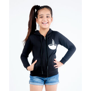                       Kids Cave Full Sleeve Self Design Girls Jacket                                              