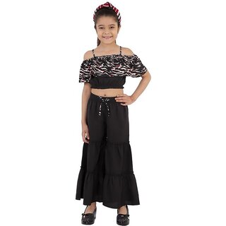 Kids Cave Solid, Printed Girls Jumpsuit