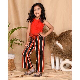                       Kids Cave Relaxed Girls Black, Orange Trousers                                              