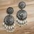 Blythe DIVA Oxidised Silver Double Round Earrings with Pearls