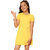 Kids Cave Indi Girls Mini/Short Casual Dress (Yellow, Half Sleeve)