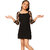 Kids Cave Girls Mini/Short Casual Dress (Black, 3/4 Sleeve)