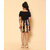 Kids Cave Girls Above Knee Casual Dress (Black, Half Sleeve)