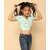 Kids Cave Girls Casual Rayon Crop Top (Light Green, Pack of 1)
