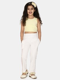 Kids Cave Track Pant For Girls (White, Pack of 1)