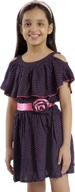 Kids Cave Indi Girls Midi/Knee Length Casual Dress (Blue, Sleeveless)