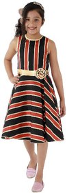 Kids Cave Indi Girls Midi/Knee Length Casual Dress (Black, Sleeveless)