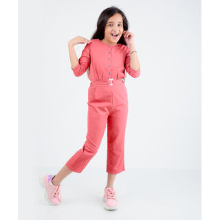 Kids Cave Solid Girls Jumpsuit