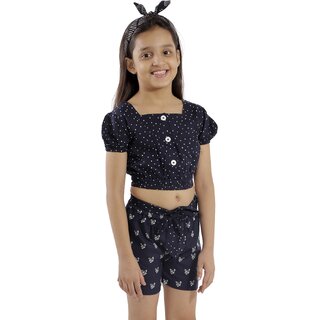                       Kids Cave Indi Girls Mini/Short Casual Dress (Blue, Half Sleeve)                                              