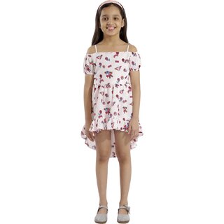                       Kids Cave Indi Girls Mini/Short Casual Dress (White, Short Sleeve)                                              
