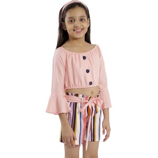                       Kids Cave Indi Girls Mini/Short Casual Dress (Pink, 3/4 Sleeve)                                              