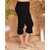Kids Cave Capri For Girls Casual Solid Cotton Blend (Black Pack of 1)