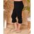 Kids Cave Capri For Girls Casual Solid Cotton Blend (Black Pack of 1)