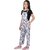 Kids Cave Dungaree For Girls Casual Geometric Print Rayon (Grey, Pack of 1)