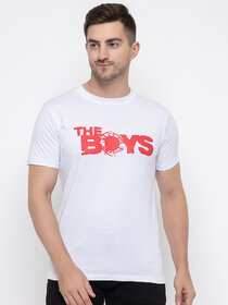 Modernity Reliable White Cotton Printed Round Neck T-Shirt For Men