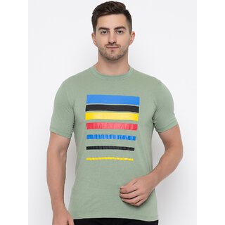 Modernity Reliable Green Cotton Printed Round Neck T-Shirt For Men Modernity Reliable Green Cotton Printed Round Neck T-Shirt For Men