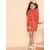 Kids Cave Indi Girls Midi/Knee Length Party Dress (Orange, Full Sleeve)