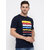Modernity Reliable Navy Blue Cotton Printed Round Neck T-Shirt For Men