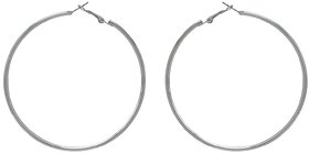 Kiyara Accessories Fashion Jewellery Large Bangle Hoop Earrings in Rhodium plating for women and girls. (Large)
