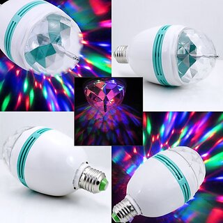 right traders 3W Colorful Auto Roating RGB LED Bulb Stage Light Party Lamp Disco Light (pack of 1)