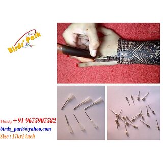                       Henna Needle Plastic hub - 10 pcs - Best Needle Ever Used for Best Result for Heena Lovers Birds' Park                                              
