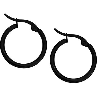                       M Men Style  Christmas Gift  Simple Bali  Piercing Surgical  Hoop  Black  Stainless Steel  Earrings                                              
