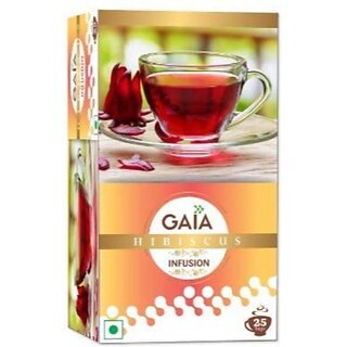 GAIA Green Tea Hibiscus Caffeine Free Infusion Tea Bags Box (25 Bags)