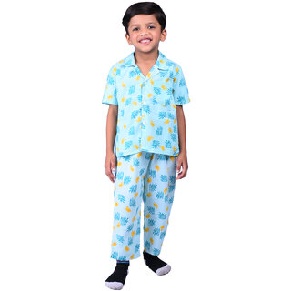                       Kid Kupboard Cotton Boys Sleepsuit Set, Blue, Half-Sleeves, 6-7 Years KIDS5554                                              