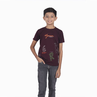                      Kid Kupboard Cotton Boys T-Shirt, Purple, Half-Sleeves, Crew Neck, 8-9 Years KIDS5566                                              