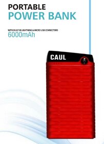 CAUL 6000 mAh Lithium Polymer Wireless Slim Pocket Size Power Bank  (Black Red, Lithium Polymer, Quick Charge 3.0)