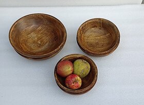 Onlinecraft Wooden Serving Bowl C7307 (Pack Of 6, Brown)