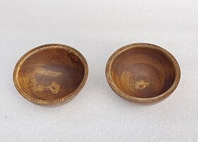 Onlinecraft Wooden Serving Bowl Ch7314 (Pack Of 2, Brown)