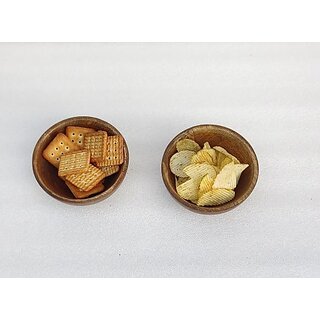 Onlinecraft Wooden Salad Bowl Ch7305 (Pack Of 2, Brown)