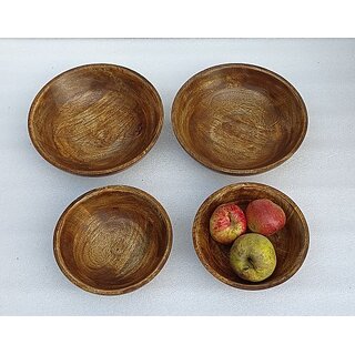                       Onlinecraft Wooden Salad Bowl Ch7303 (Pack Of 4, Brown)                                              