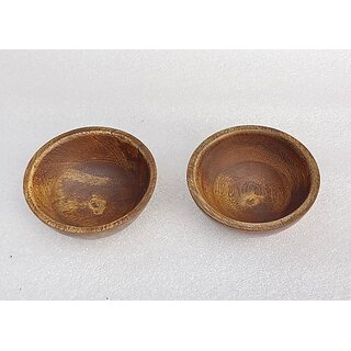                       Onlinecraft Wooden Serving Bowl Ch7314 (Pack Of 2, Brown)                                              
