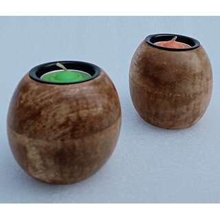                       Onlinecraft Wooden Tea Light Holder Wooden 2 - Cup Tealight Holder Set (Clear, Pack Of 2)                                              