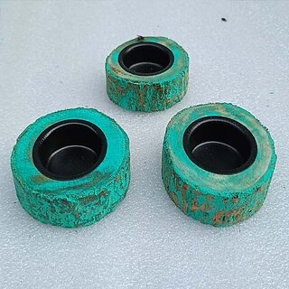                       Onlinecraft Wooden Tealight Holder (Green, Pack Of 1)                                              