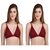 Zourt Poly Cotton B Cup Front Open Bra Set of 2 Maroon-Maroon