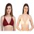 Zourt Poly Cotton B Cup Front Open Bra Set of 2 Maroon-Skin