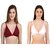 Zourt Poly Cotton B Cup Front Open Bra Set of 2 Maroon-White