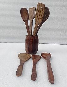 Onlinecraft Ch3124 Spoon Stand Kitchen Tool Set (Brown, Cooking Spoon)