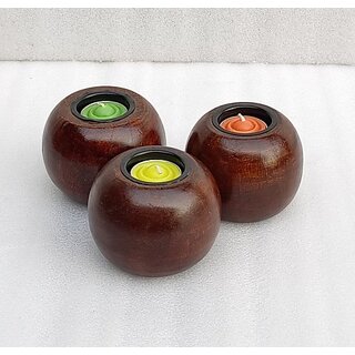 Onlinecraft Wooden Tealight Holder Set (Brown, Pack Of 3) Onlinecraft Wooden Tealight Holder Set (Brown, Pack Of 3)
